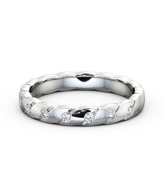  Ladies 0.08ct Round Diamond Wedding Ring Platinum - Ismay WBF14_WG_THUMB2 