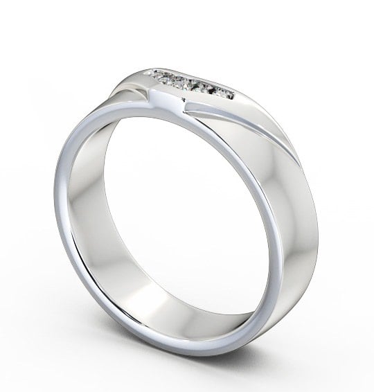 Ladies 0.05ct Round Diamond V Cut Wedding Ring 18K White Gold WBF15_WG_THUMB1 