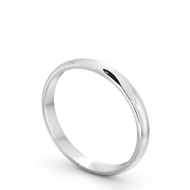 Ladies Plain Wedding Ring 9K White Gold - D-Shape WBF1_WG_SIDE