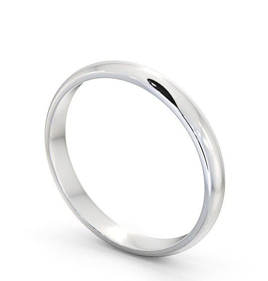 Ladies Plain D Shape Wedding Ring 18K White Gold WBF1_WG_THUMB1
