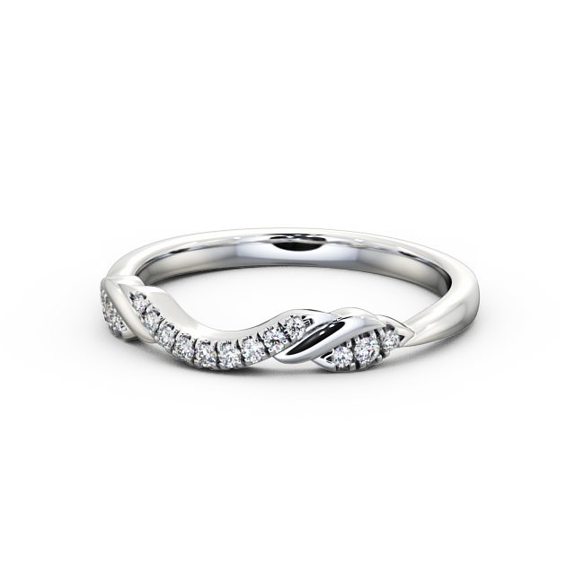 Ladies 0.10ct Round Diamond Wedding Ring Platinum - Brooklyn WBF20_WG_FLAT