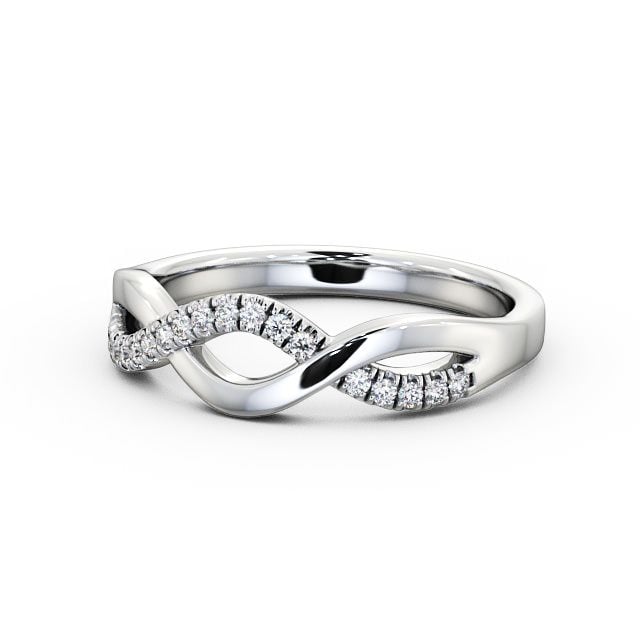 Ladies 0.09ct Round Diamond Wedding Ring Platinum - Bella WBF21_WG_FLAT