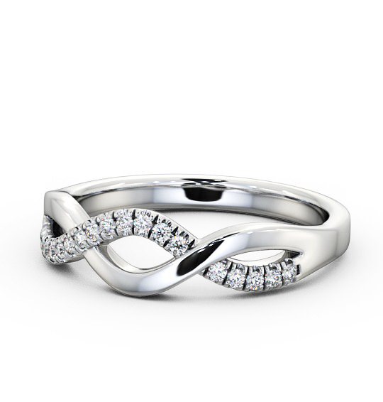 Ladies 0.09ct Round Diamond Infinity Design Wedding Ring 18K White Gold WBF21_WG_THUMB2 