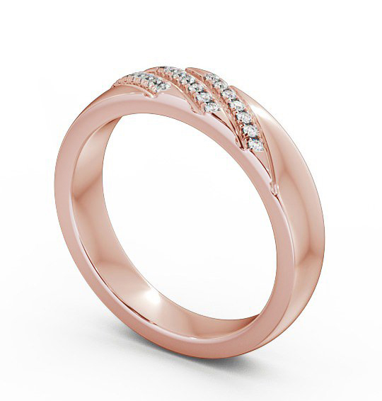 Ladies 0.08ct Round Diamond Diagonal Setting Wedding Ring 9K Rose Gold WBF22_RG_THUMB1 