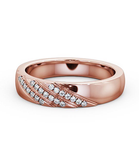 Ladies 0.08ct Round Diamond Diagonal Setting Wedding Ring 9K Rose Gold WBF22_RG_THUMB2 