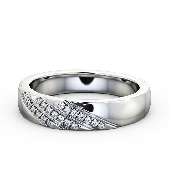 Ladies 0.08ct Round Diamond Diagonal Setting Wedding Ring 18K White Gold WBF22_WG_THUMB2 