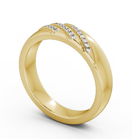 Ladies 0.08ct Round Diamond Diagonal Setting Wedding Ring 18K Yellow Gold WBF22_YG_THUMB1