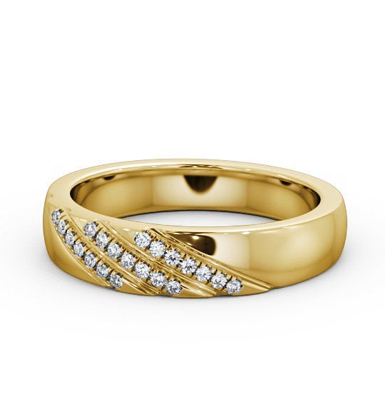Ladies 0.08ct Round Diamond Diagonal Setting Wedding Ring 18K Yellow Gold WBF22_YG_THUMB2 