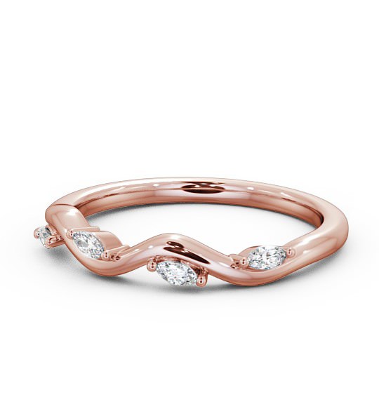 Ladies 0.08ct Marquise Diamond Waved Design Ring 18K Rose Gold WBF24_RG_THUMB2 