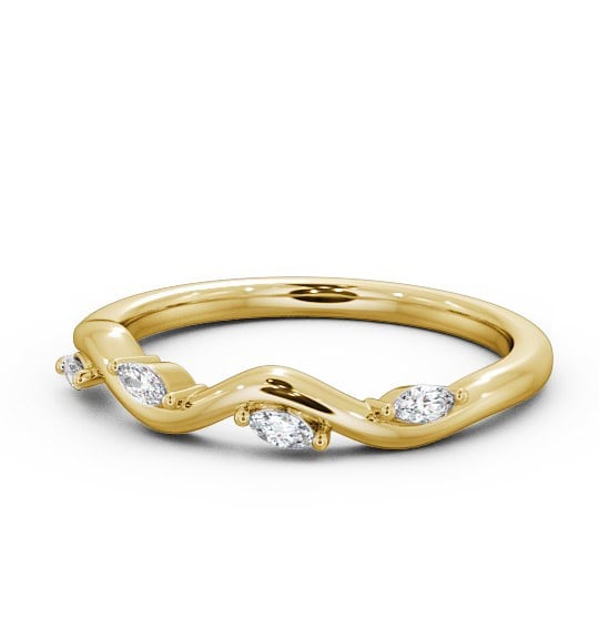 Ladies 0.08ct Marquise Diamond Waved Design Ring 18K Yellow Gold WBF24_YG_THUMB2 