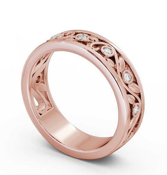 Ladies 0.10ct Round Diamond Vintage Style Wedding Ring 9K Rose Gold WBF25_RG_THUMB1 
