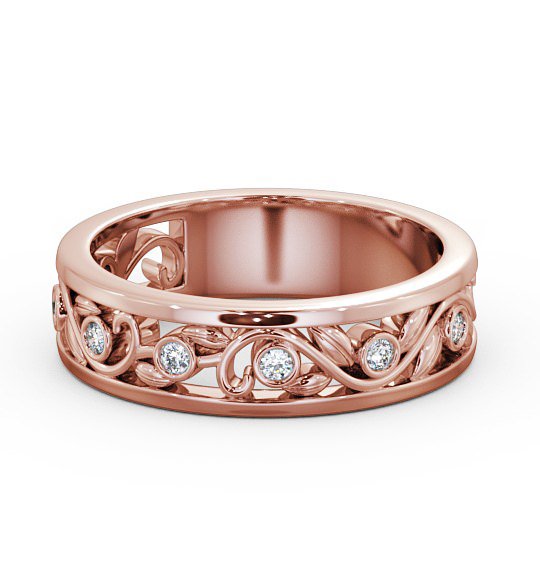 Ladies 0.10ct Round Diamond Vintage Style Wedding Ring 18K Rose Gold WBF25_RG_THUMB2 