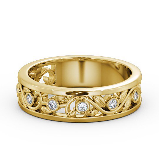 Ladies 0.10ct Round Diamond Vintage Style Wedding Ring 9K Yellow Gold WBF25_YG_THUMB2 