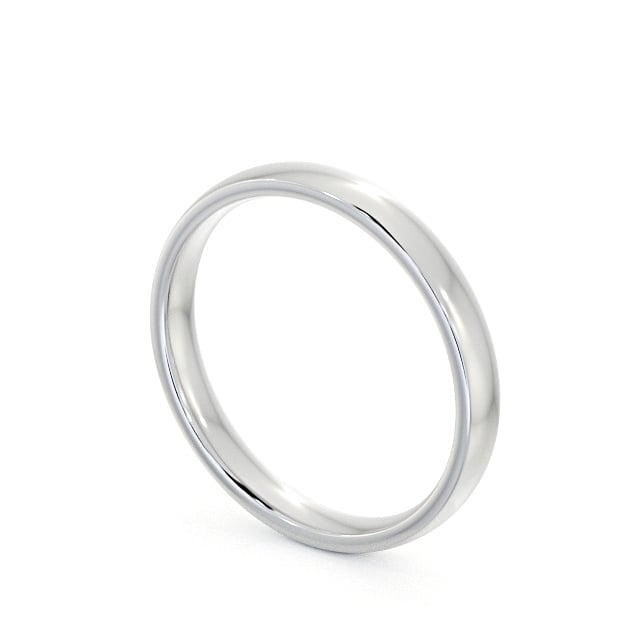 Ladies Plain Wedding Ring 18K White Gold - Flat Side Court WBF33_WG_SIDE