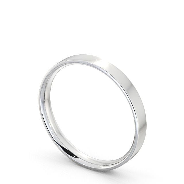 Ladies Plain Wedding Ring Platinum - Flat Court WBF3_WG_SIDE