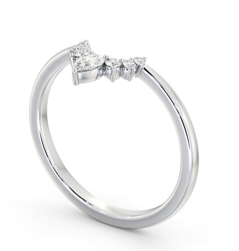 Ladies 0.15ct Seven Diamond Pear and Round Wedding Ring Platinum WBF46_WG_THUMB1