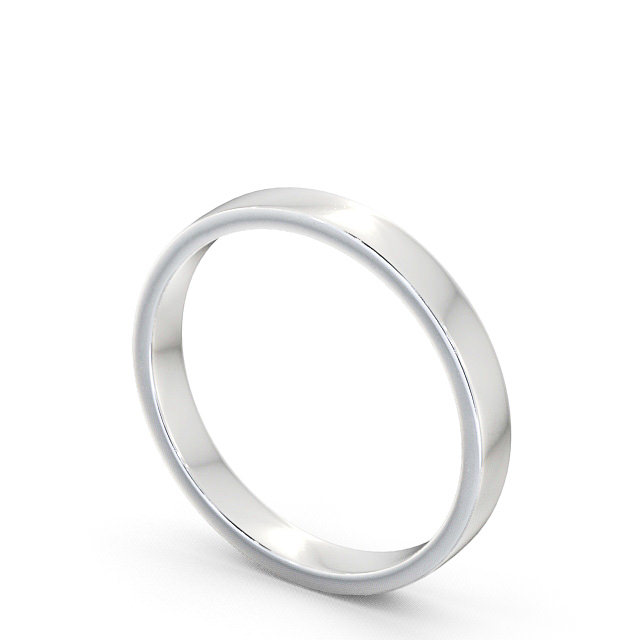 Ladies Plain Wedding Ring 18K White Gold - Flat