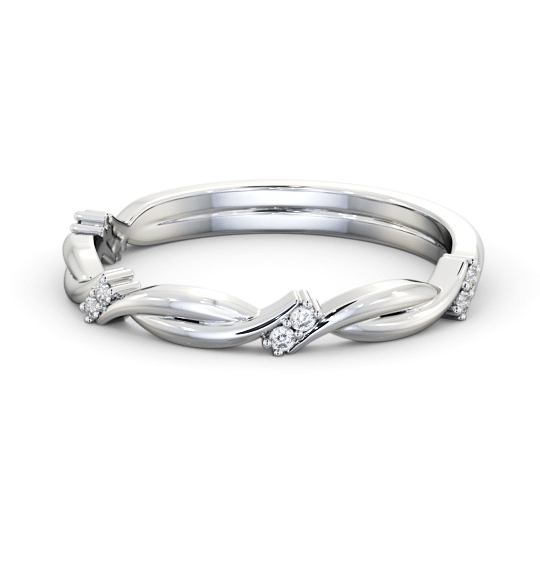 Archel Ladies Round Diamond Wedding Ring 0.06ct Twisted Band WBF50_WG_THUMB2 