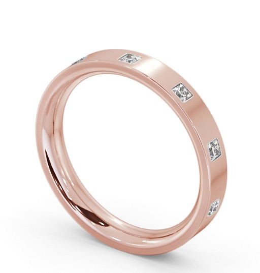 Ladies Multiple Princess Diamond Flat Court Profile Wedding Ring 18K Rose Gold WBF55_RG_THUMB1 