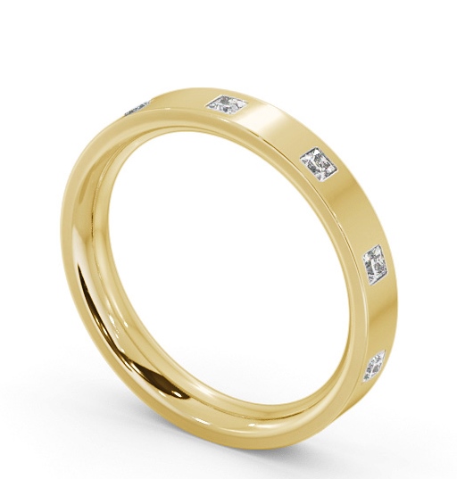 Ladies Multiple Princess Diamond Flat Court Profile Wedding Ring 9K Yellow Gold WBF55_YG_THUMB1