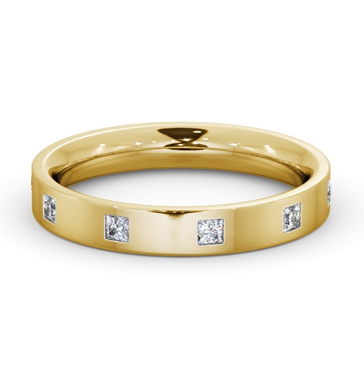 Ladies Multiple Princess Diamond Flat Court Profile Wedding Ring 18K Yellow Gold WBF55_YG_THUMB2 