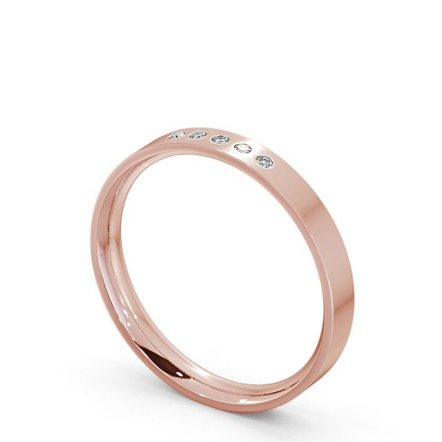 Ladies Diamond Wedding Ring 18K Rose Gold - Flat Court Five Stone WBF5_RG_SIDE