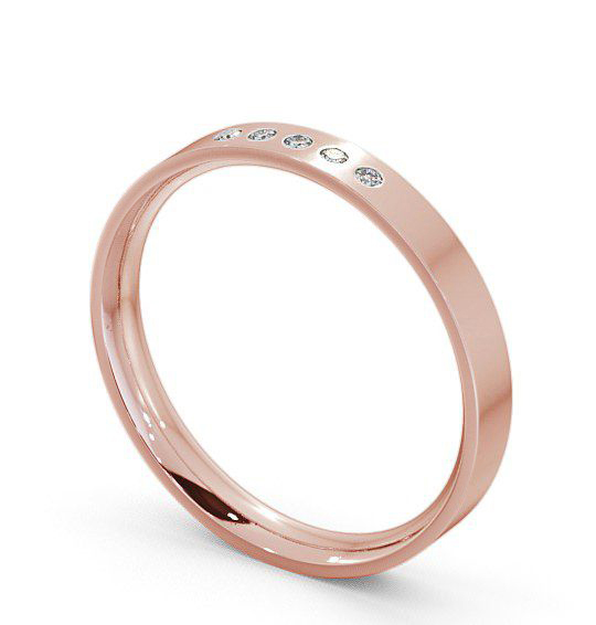 Ladies Five Round Diamonds Flat Court Wedding Ring 18K Rose Gold WBF5_RG_THUMB1