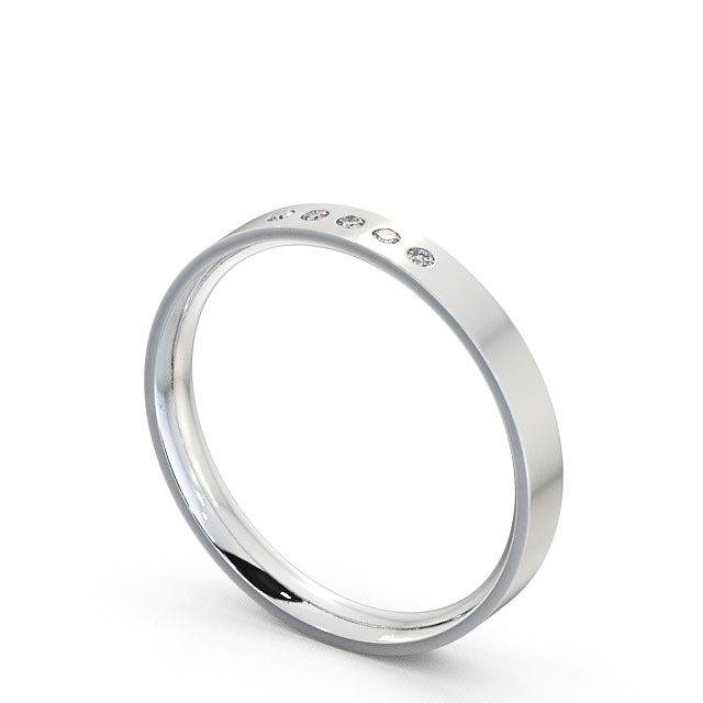 Ladies Diamond Wedding Ring 18K White Gold - Flat Court Five Stone WBF5_WG_SIDE
