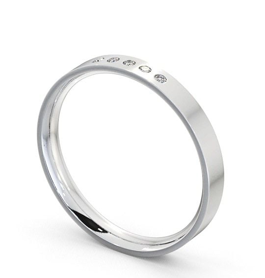  Ladies Diamond Wedding Ring 9K White Gold - Flat Court Five Stone WBF5_WG_THUMB1 