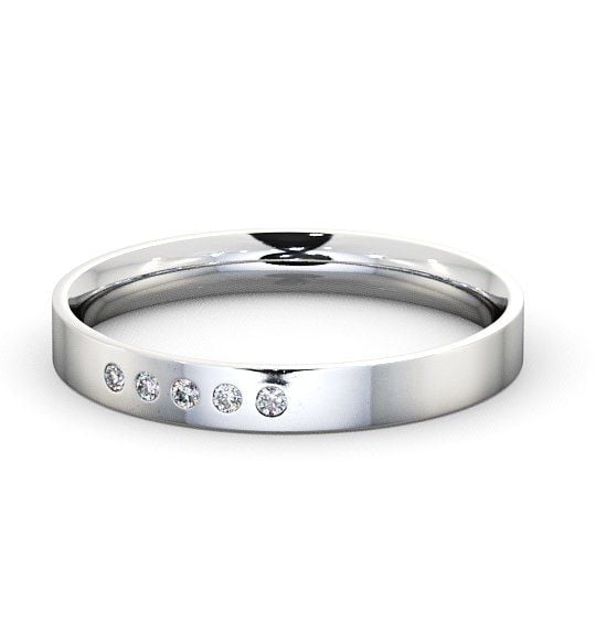  Ladies Diamond Wedding Ring 9K White Gold - Flat Court Five Stone WBF5_WG_THUMB2 