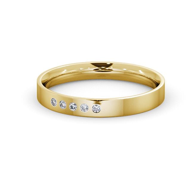 Ladies Diamond Wedding Ring 18K Yellow Gold - Flat Court Five Stone WBF5_YG_FLAT