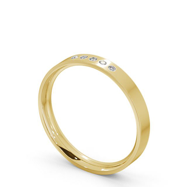 Ladies Diamond Wedding Ring 18K Yellow Gold - Flat Court Five Stone WBF5_YG_SIDE