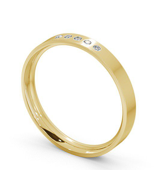 Ladies Five Round Diamonds Flat Court Wedding Ring 18K Yellow Gold WBF5_YG_THUMB1 