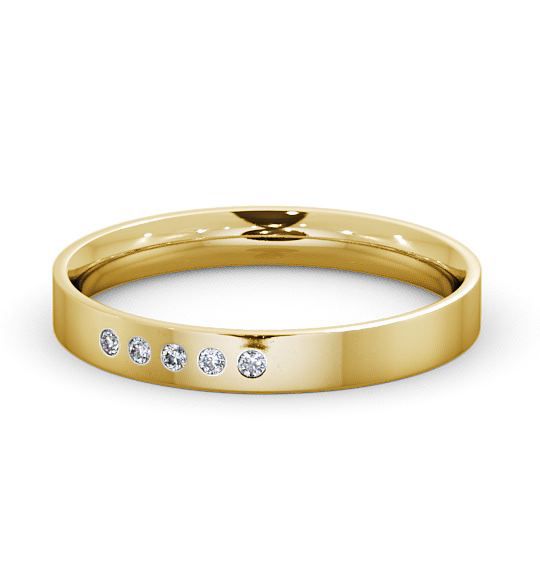  Ladies Diamond Wedding Ring 9K Yellow Gold - Flat Court Five Stone WBF5_YG_THUMB2 