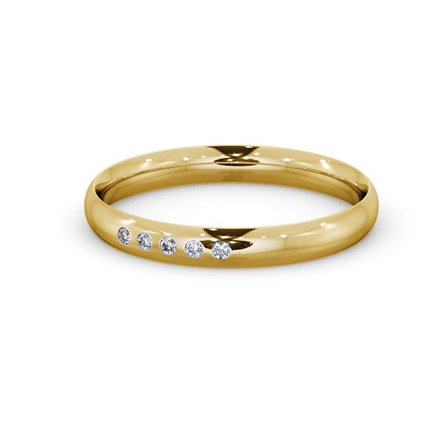 Ladies Diamond Wedding Ring 18K Yellow Gold - Court Five Stone WBF6_YG_FLAT