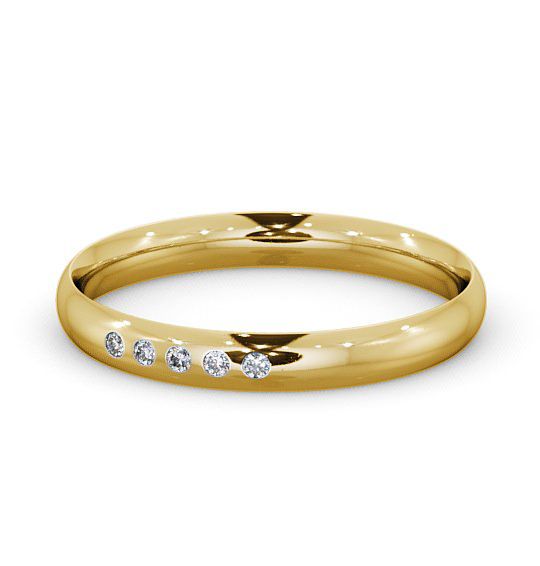 Ladies Five Round Diamonds Traditional Court Wedding Ring 18K Yellow Gold WBF6_YG_THUMB2 