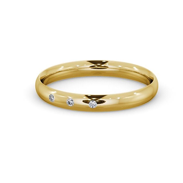 Ladies Diamond Wedding Ring 18K Yellow Gold - Court Three Stone WBF7_YG_FLAT