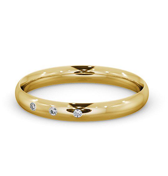 Ladies Three Round Diamonds Traditional Court Wedding Ring 9K Yellow Gold WBF7_YG_THUMB2 