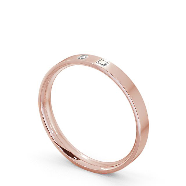 Ladies Diamond Wedding Ring 18K Rose Gold - Princess Two Stone WBF8_RG_SIDE