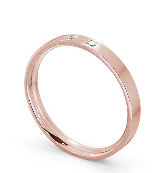 Ladies Two Princess Diamonds Flat Court Wedding Ring 9K Rose Gold WBF8_RG_THUMB1 