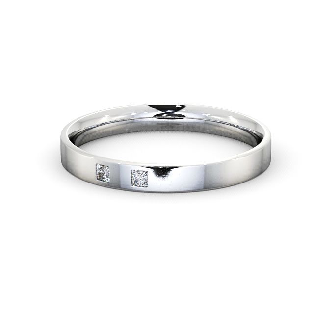 Ladies Diamond Wedding Ring Platinum - Princess Two Stone WBF8_WG_FLAT