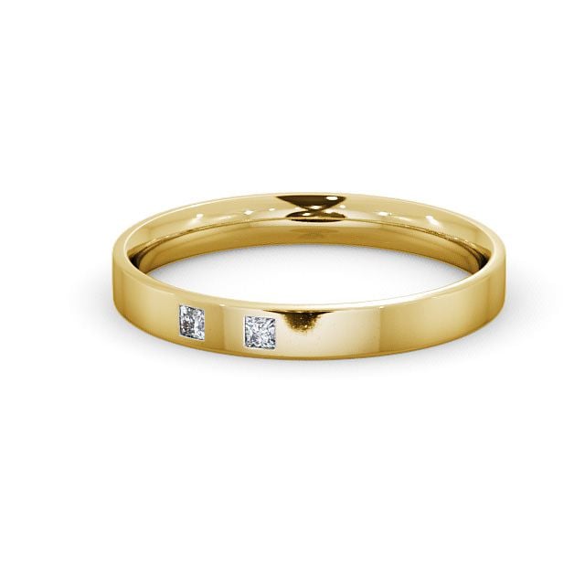 Ladies Diamond Wedding Ring 18K Yellow Gold - Flat Court Two Stone WBF8_YG_FLAT