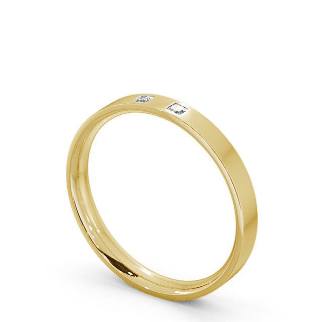 Ladies Diamond Wedding Ring 18K Yellow Gold - Flat Court Two Stone WBF8_YG_SIDE