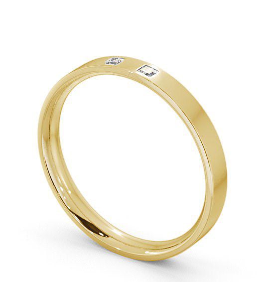 Ladies Diamond Wedding Ring 18K Yellow Gold - Flat Court Two Stone WBF8_YG_THUMB1