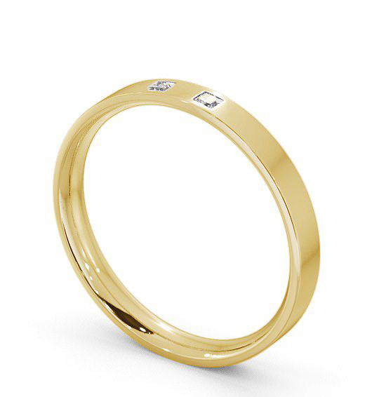 Ladies Two Princess Diamonds Flat Court Wedding Ring 18K Yellow Gold WBF8_YG_THUMB1