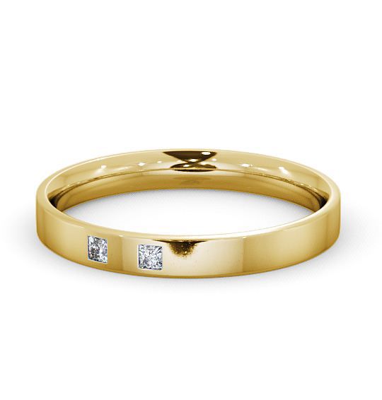  Ladies Diamond Wedding Ring 18K Yellow Gold - Flat Court Two Stone WBF8_YG_THUMB2 