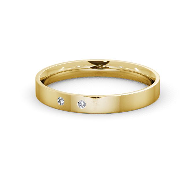 Ladies Diamond Wedding Ring 18K Yellow Gold - Round Two Stone WBF9_YG_FLAT