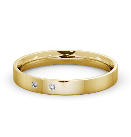 Ladies Two Round Diamonds Flat Court Wedding Ring 18K Yellow Gold WBF9_YG_THUMB2 