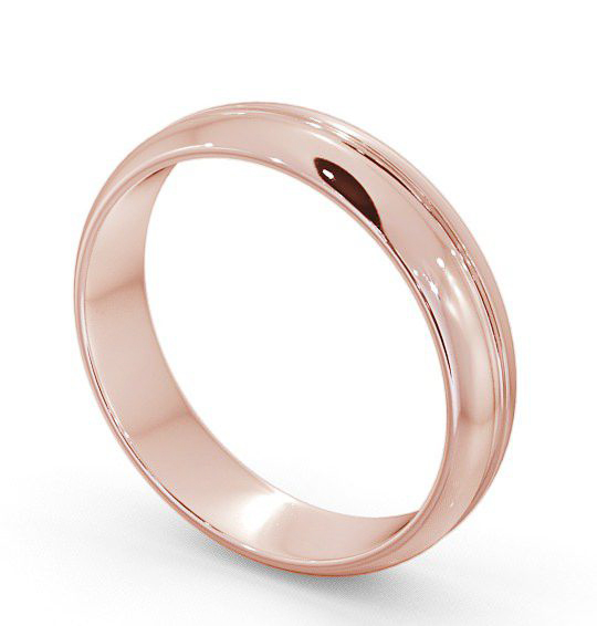 Mens D Shape Single Groove Wedding Ring 18K Rose Gold WBM10_RG_THUMB1