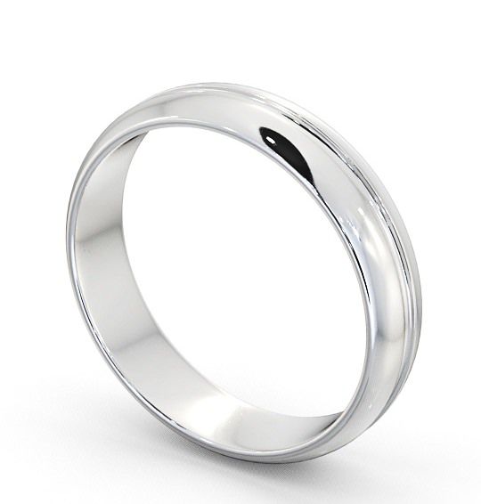 Mens Wedding Ring 18K White Gold - D-Shape Single Groove WBM10_WG_THUMB1